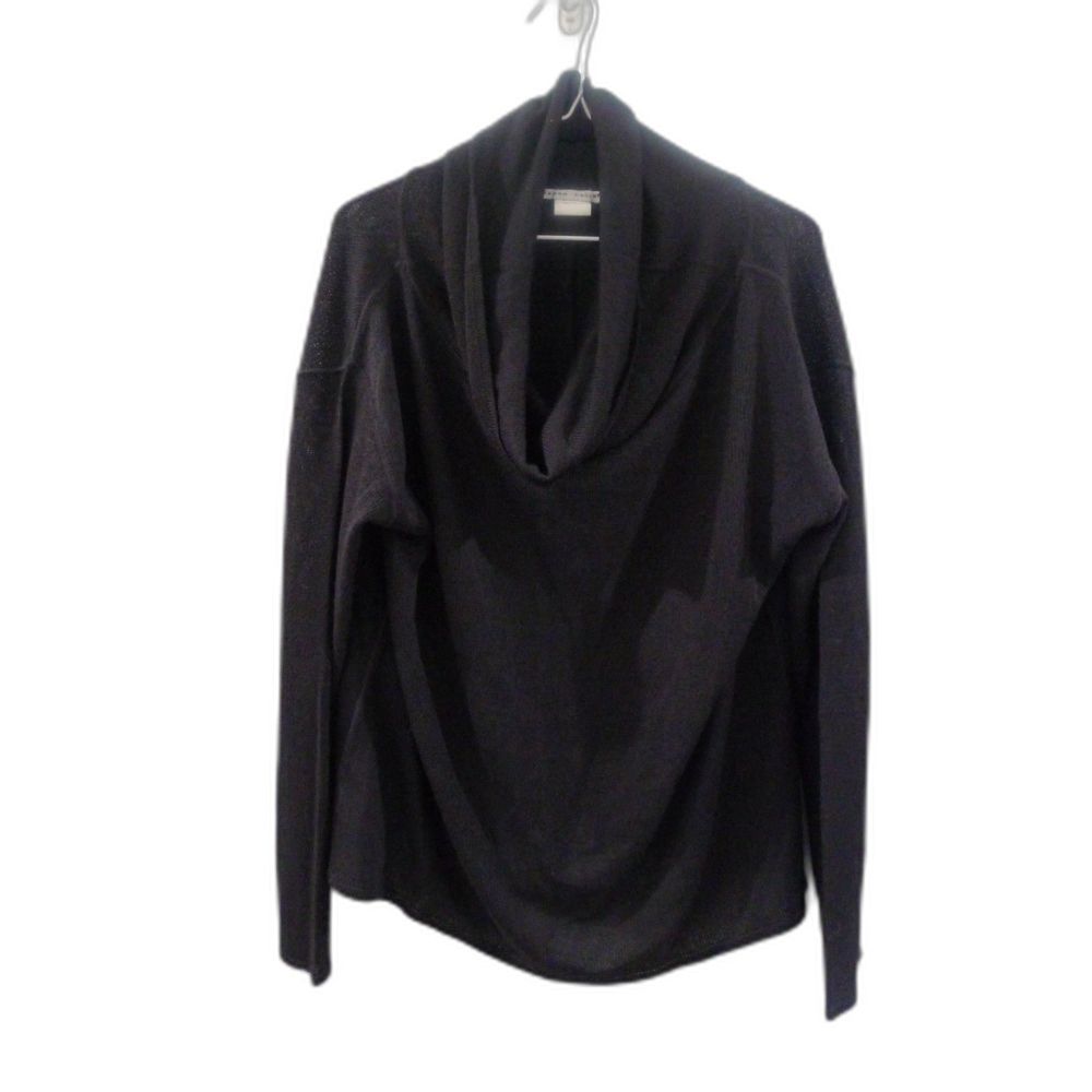 Sarah Pacini Cowl Neck Back Slit Knit Sweater - Black O/S